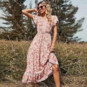 Anna Kaci Boho floral dress cottagecore size medium